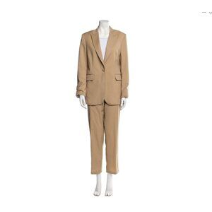 Sandro Two-Piece Pantsuit 38 6 Jacket Blazer Pant Minimalist Beige Tan Neutral
